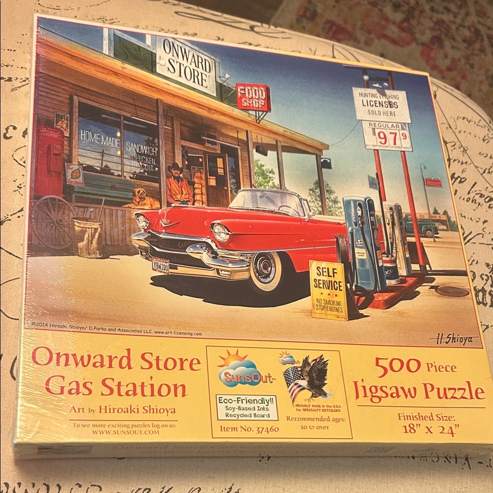 Onward Store Gas Station 500 pc Jigsaw Puzzle 🧩 Factory Sealed ⭐️ NEW ⭐️ SunsOut